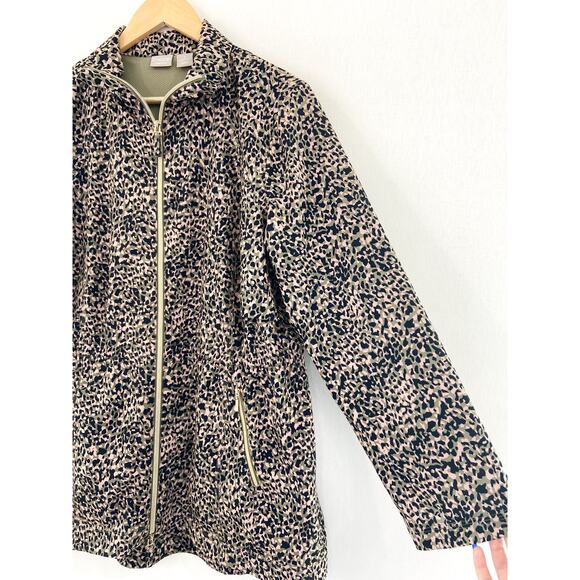 Chico's Zenergy Printed Anorak Jacket sz 12 Camo Animal Print Neema UPF - Picture 5 of 7